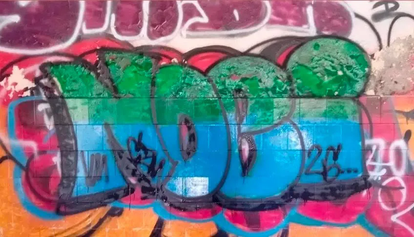 Rainbow throw-up under an Ohrid underpass